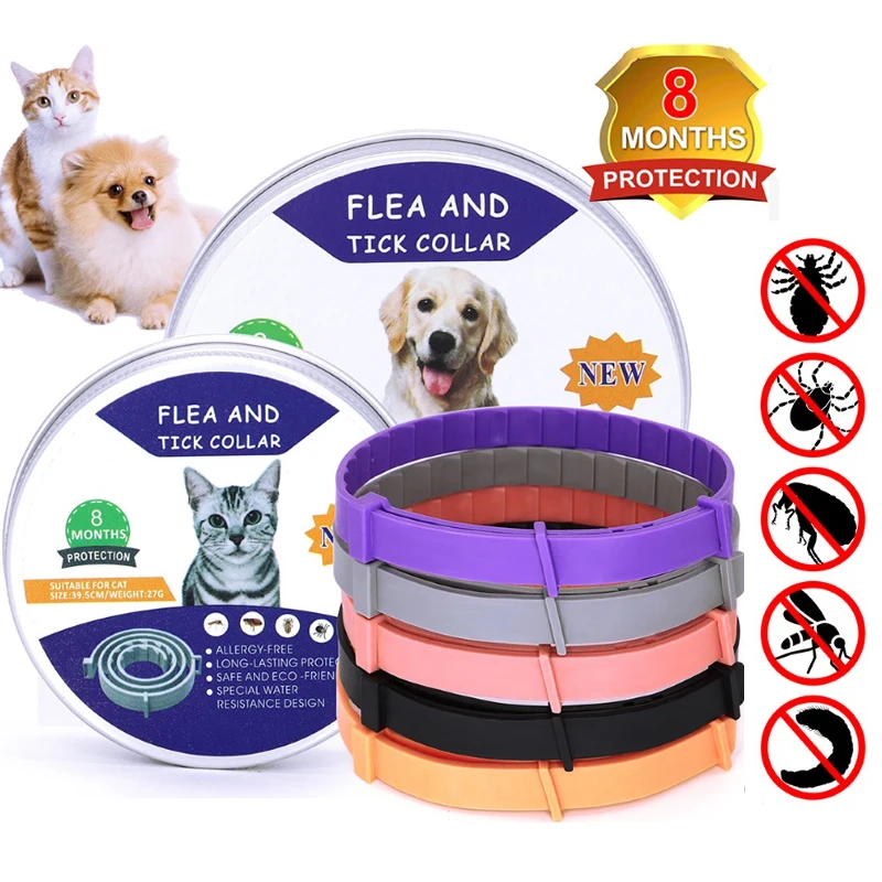 

Dog Cat Anti Flea Tick Collar Anti Pest Lice Small Large Dogs Kitten Collars 8 Month Protection Mosquito Insect Repellent Collar