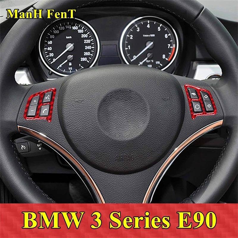 

Для BMW 3 серии E90 кнопки рулевого колеса рамка панель из углеродного волокна внутреннее украшение 3D наклейка