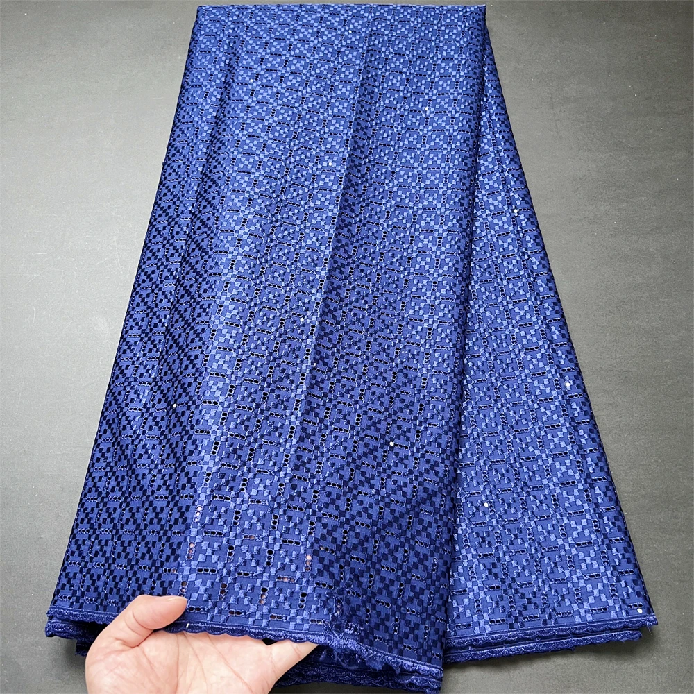 

Синяя швейцарская вуаль кружева АФРИКАНСКАЯ кружевная ткань 2022 Высокое качество африканская 100% Хлопчатобумажная Ткань 5 ярдов швейцарская кружевная ткань для платья hz1174