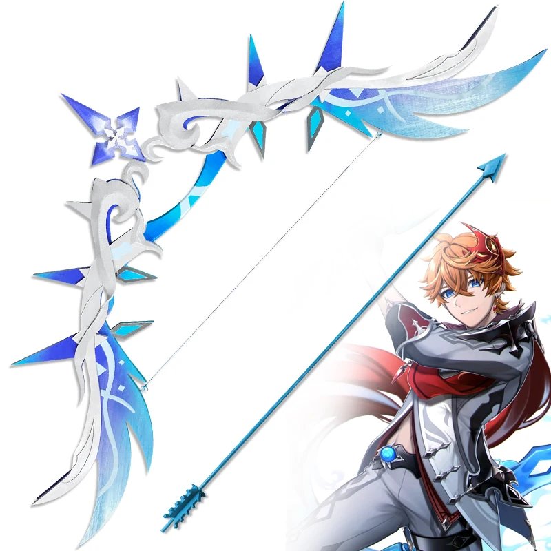 Game Genshin Impact Anime Cosplay Venti Barbatos Cosplay Weapon Wooden Bow and Arrow Sky Wings Tartaglia Weapon Accessories images - 6