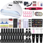 Набор для маникюра со светодиодной подсветкой, электрическая дрель для ногтей, 2010 цветов, УФ-гель для ногтей с набором строительных гель-лаков для ногтей, инструменты для дизайна ногтей