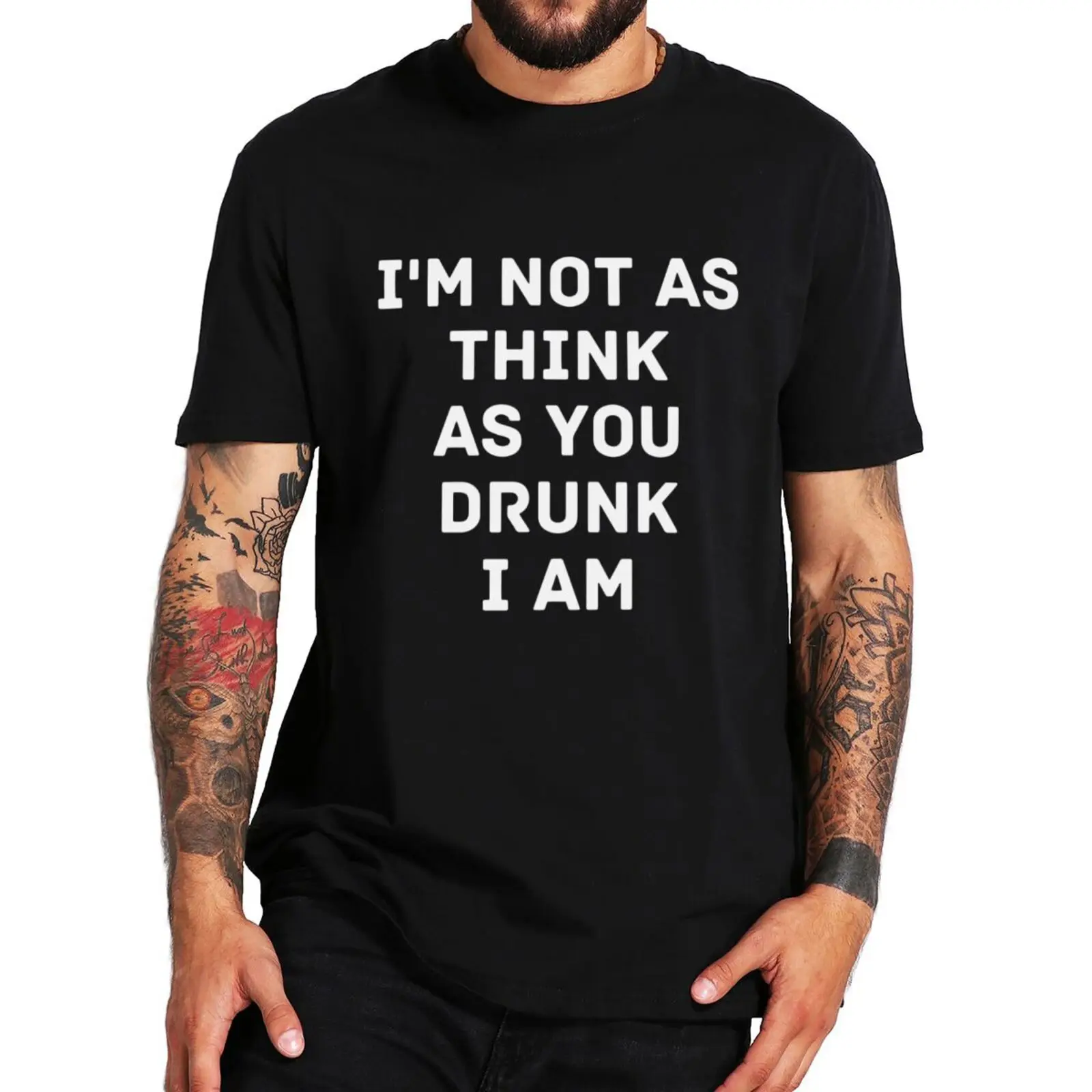 

Футболка с надписью «Я не так думаю, как вы пьян», забавные высказывания, смешная шутка с юмором, футболки для влюбленных с пивом, повседневн...