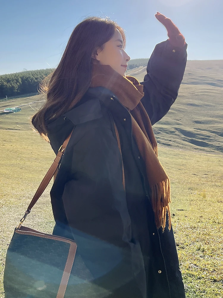 Зимняя Корейская Повседневная утепленная длинная парная пуховая куртка выше