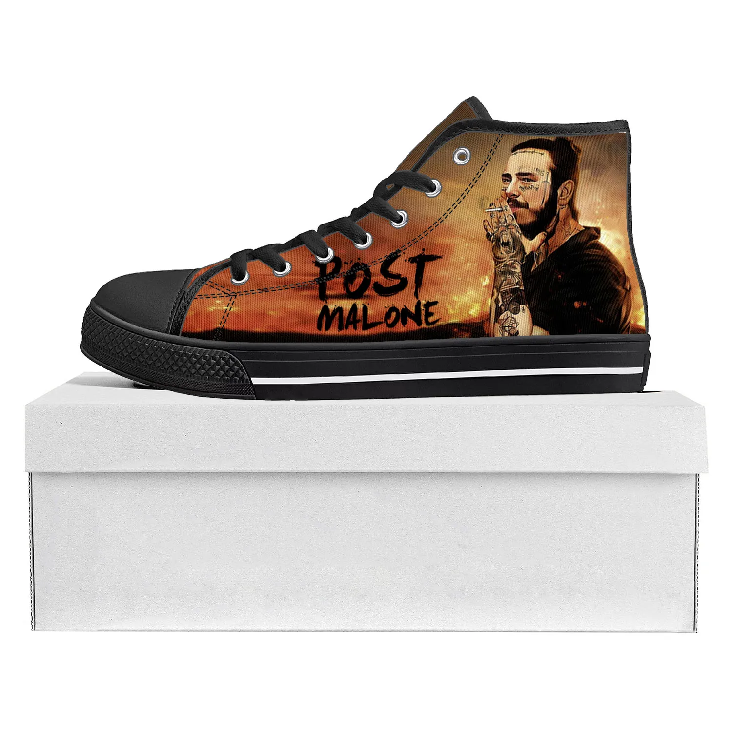 

Post Malone Hot Singer High Top High Quality Sneakers Mens Womens Teenager Canvas Sneaker Casual Couple Shoes Custom Shoe Black