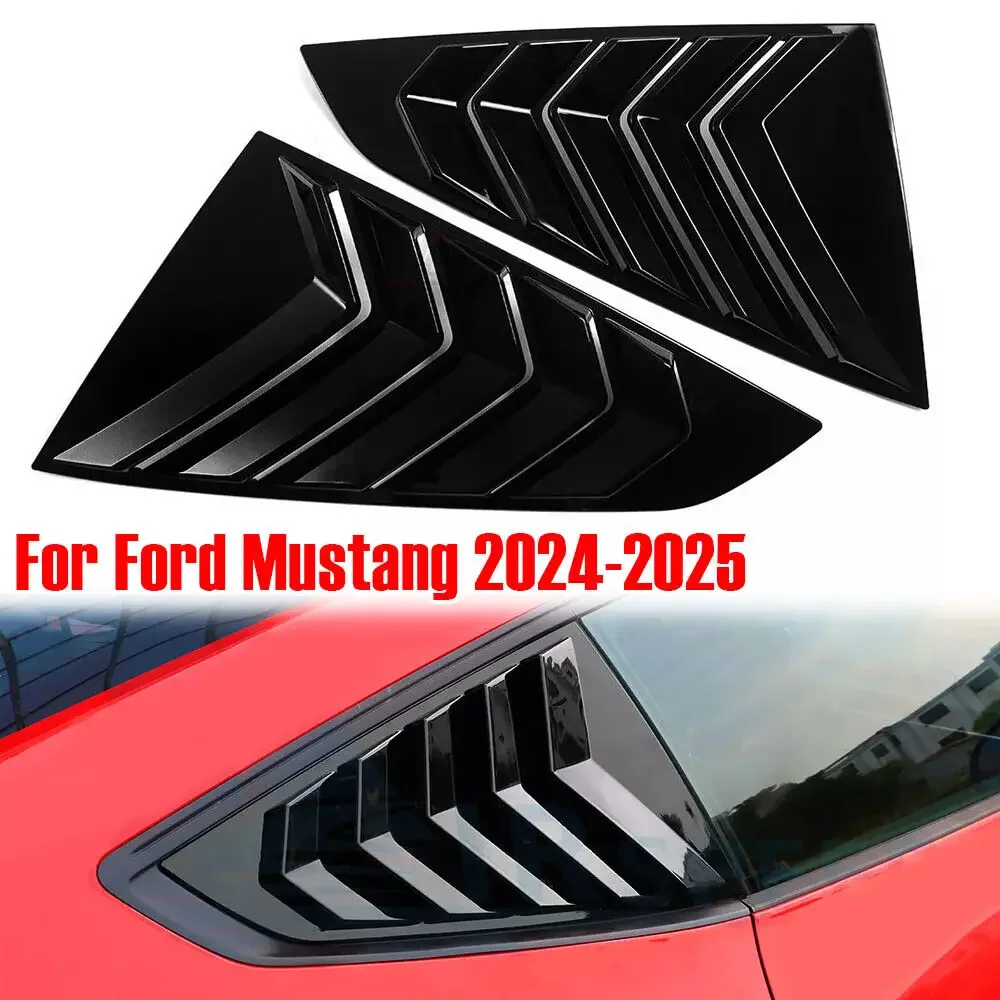 

Для Ford Mustang 2024 2025 автомобильная задняя жалюзи, оконная боковая крышка, накладка, наклейка, вентиляционное отверстие, совок, АБС-пластик, черные аксессуары из углеродного волокна