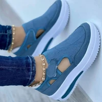 new women vulcanized sneakers platform solid color flats ladies shoes casual breathable wedges walking sneakers zapatillas mujer
