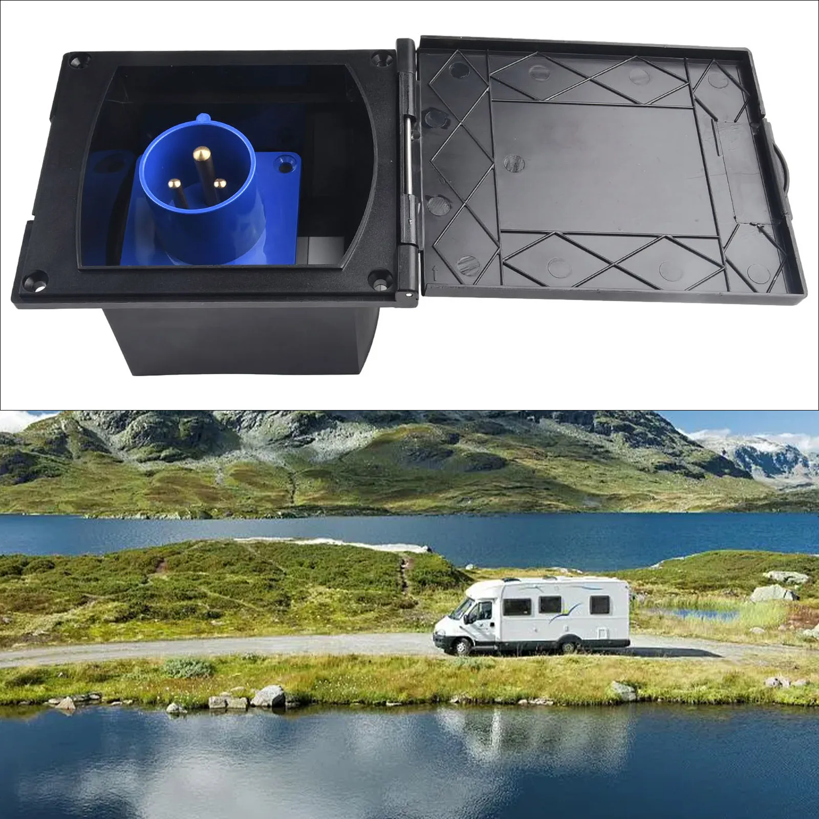 

Accessories Plug Socket UV 16A 220V 240V 3Pin ABS Black Caravan Flush Socket Plug For Motorhome Power External