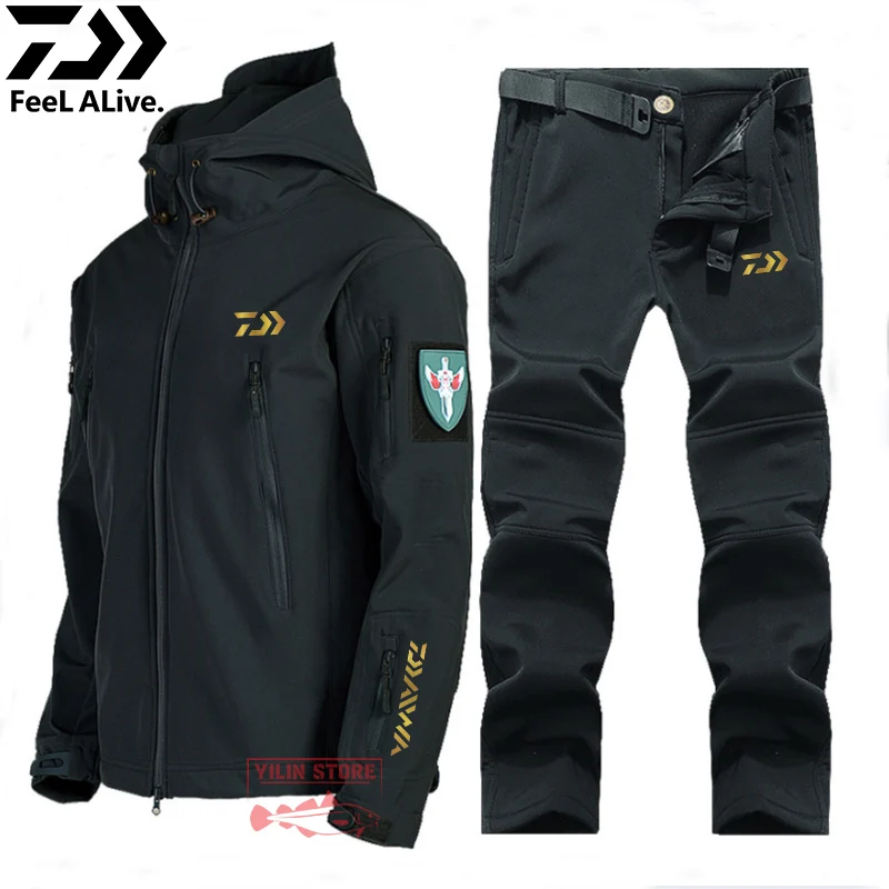 

2023 Daiwa For Men Winter Waterproof Warm Fishing Clothing Outdoor Windproof Hiking Camping Hooded Jacket Softshell Fishing Suit