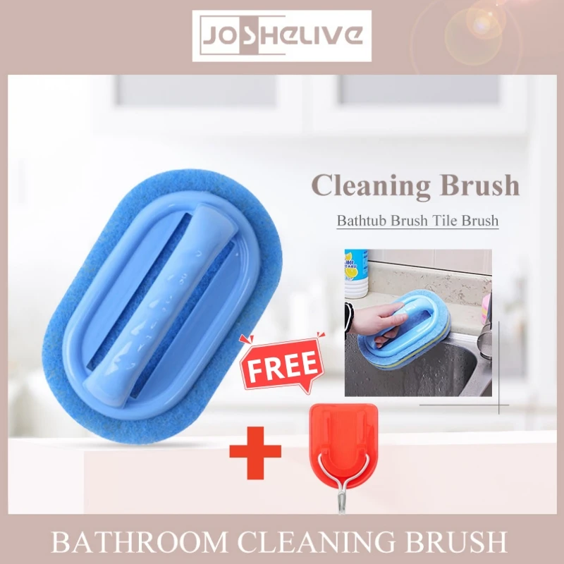 

【Buy 1 Take 1】Cleaning Brush Sponge Kitchen Bathroom Toilet Glass Wall Cleaning Brushes Handle Sponge Ceramic Window Slot Clean