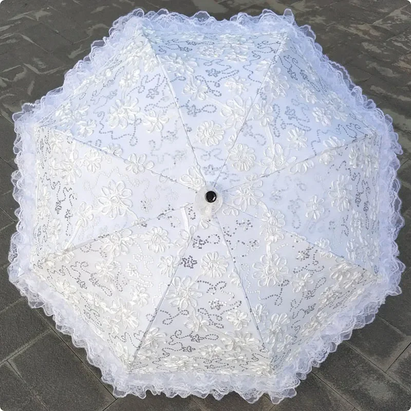 

Винтажный роскошный двухслойный кружевной солнцезащитный зонтик с цветами для женщин для путешествий прочный Ветрозащитный непромокаемый зонтик с УФ-защитой от дождя Деловой Подарок