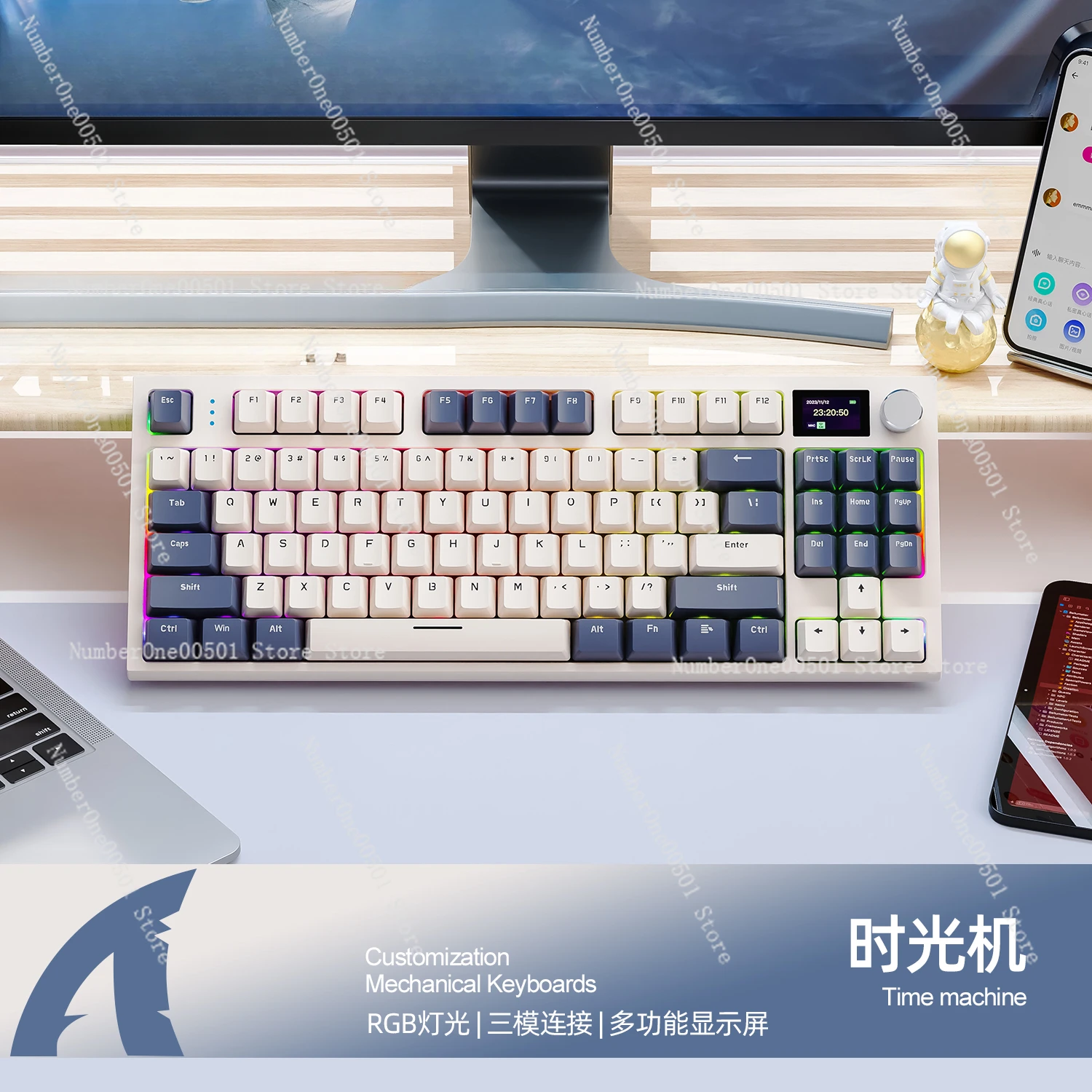 Трехрежимная Беспроводная Bluetooth клавиатура K86 с RGB-дисплеем и прокладкой