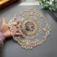2 pcs browm embroidered flower mesh lace ribbon applique trims for covers curtain home textiles sewing strip fabric 30cm hot