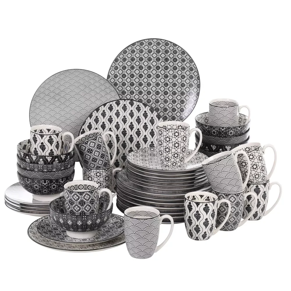 

Haruka 16/32/48PCSPorcelain Hand Painted Japanese Style Dinnerware Set with 12*Dinner Plate,Dessert Plate,Bowl,Mug Set