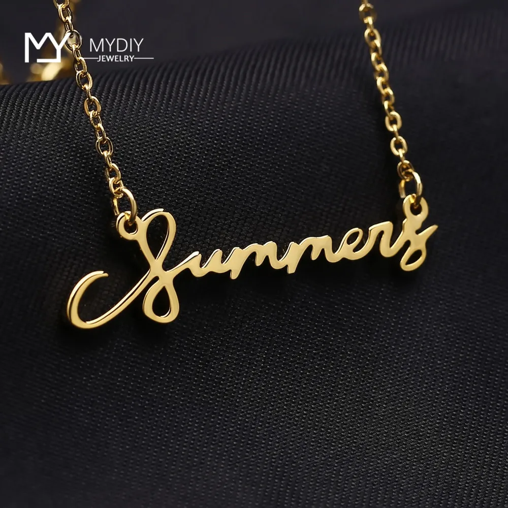 

Personalized Nameplate Necklaces Custom Name Necklace Pendants Cursive Handwriting Stainless Steel Chain For Women Couple Gift