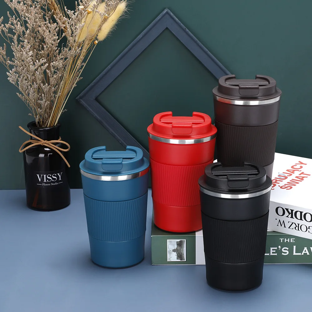 

Кофейная чашка с крышкой, силиконовая Изолированная чашка для кофе из нержавеющей стали, портативная уличная портативная чашка для подарка