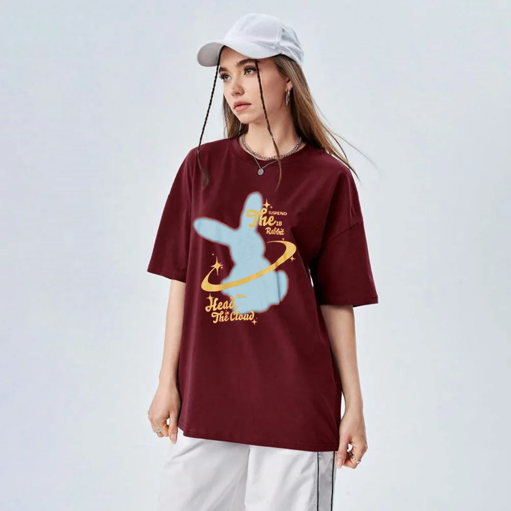 

2023 Harajuku Summer Cotton T-Shirt Casual Top Hip Hop Punk T-Shirt Bunny Star Print Gothic Streetwear Fashion Top Tees