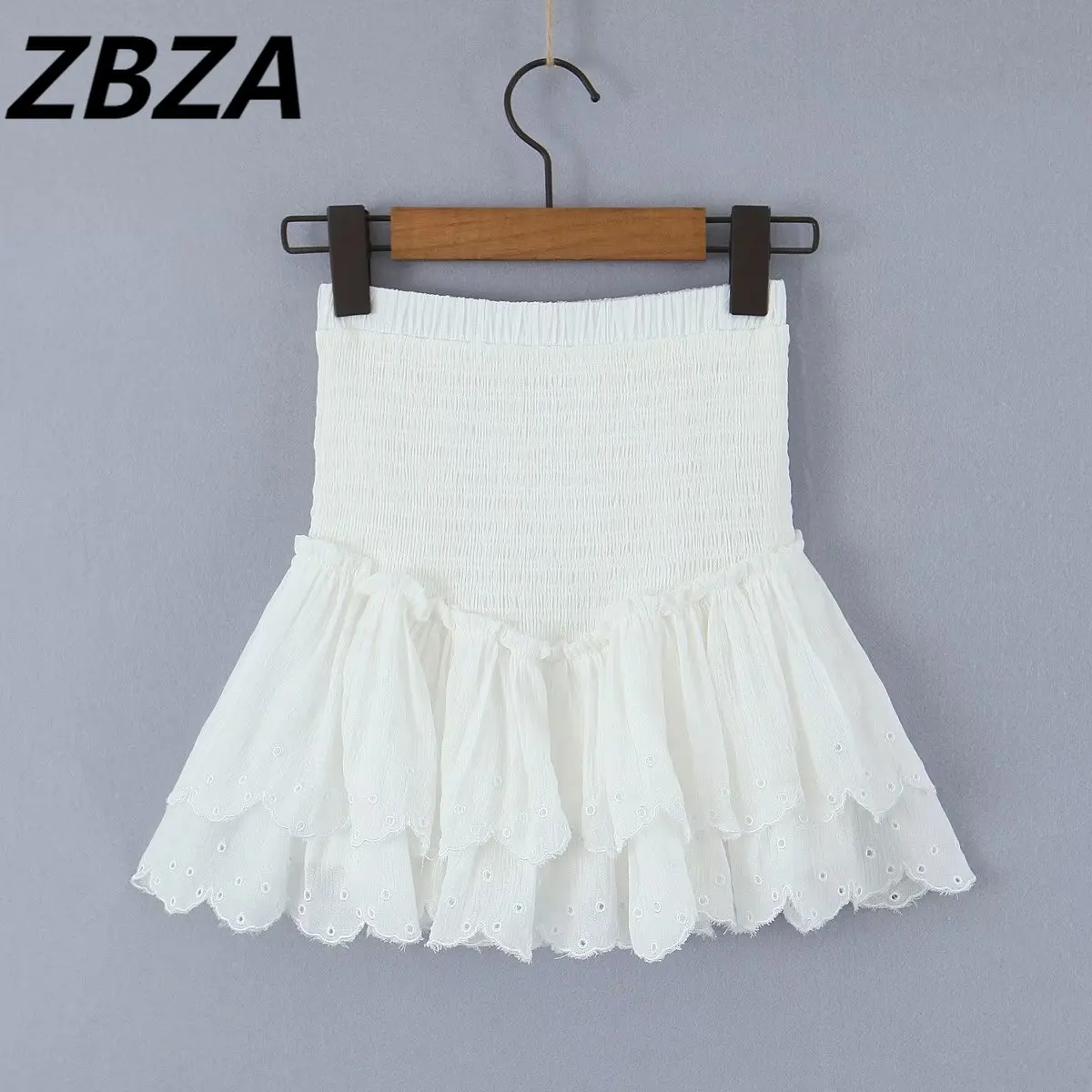 

ZBZA Женская 2023 НОВАЯ шикарная модная Тяжелая промышленная мини-юбка с вышивкой винтажные женские юбки с высокой эластичной талией Mujer