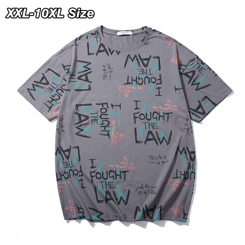 

Cotton Letter Print Short Sleeve T-Shirt Men Plus Size 8XL 9XL 10XL Summer Loose Casual Tee Fashion Hip Hop Tops Streetwear