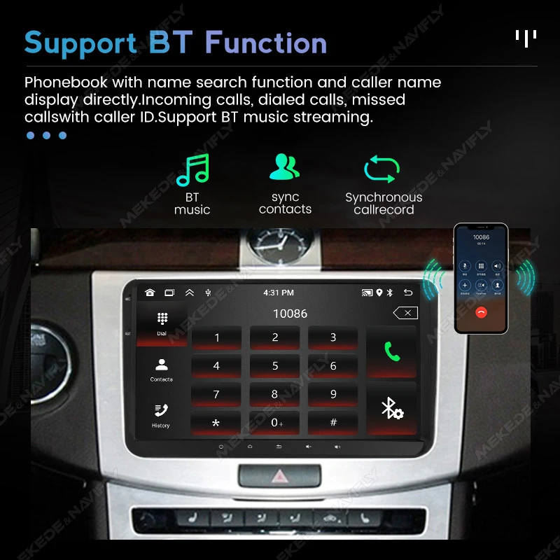 Автомагнитола Navifly 2DIN Android 13 GPS 9 дюймов для Volkswagen VW Passat B6 B7 CC Tiguan Touran GOLF 5 POLO Carplay