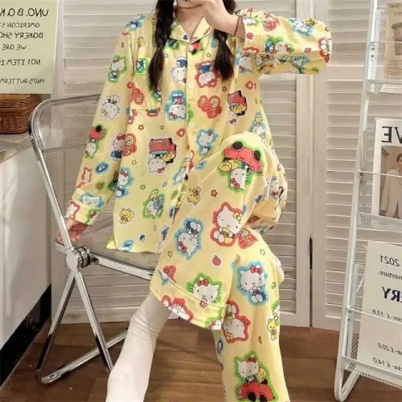 

Hellokitty Homewear Kuromi Kawaii Sanrio Mymelody Spring and Autumn Long Sleeve Cartoon Cute Can Be Worn Outside Hellokitty