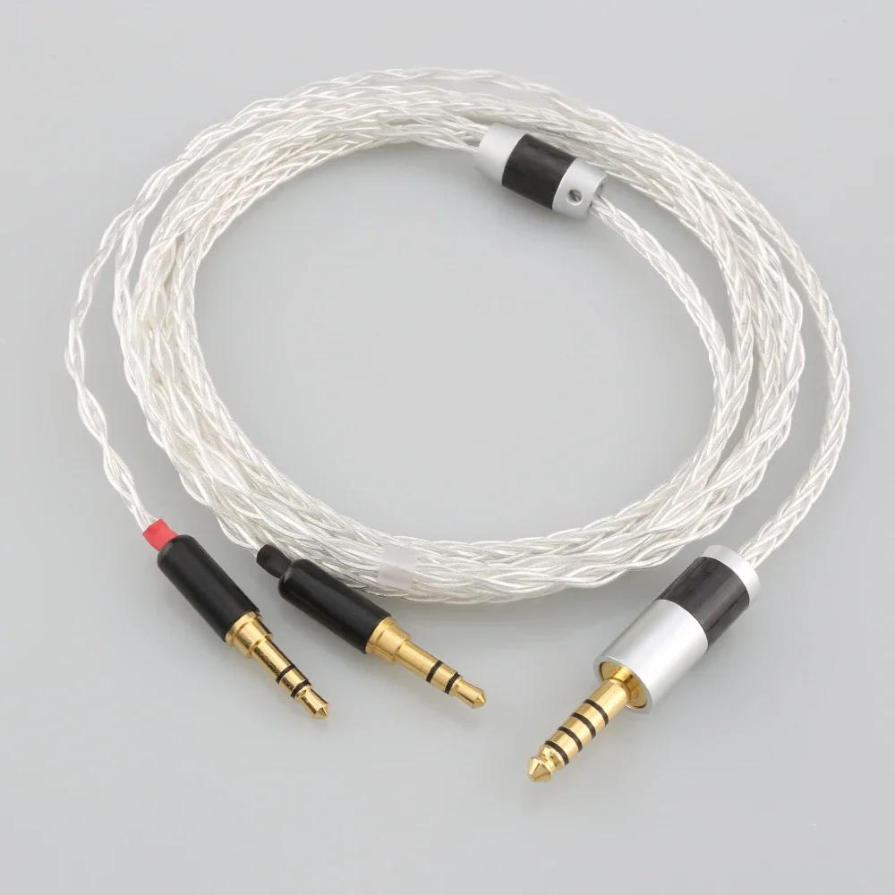 Фото HIFI 4,4 мм 8 ядер 7N OCC посеребренный сбалансированный кабель для обновления наушников для Hifiman SUNDARA he400i he400s HE560 2x3,5 мм №1