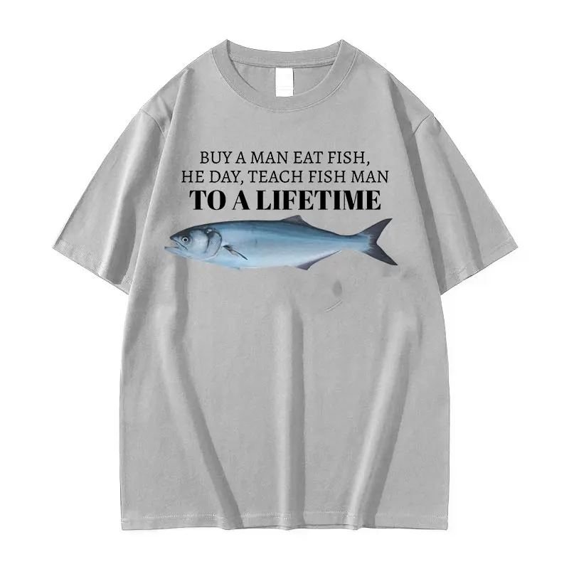 Мужскую ешь рыбу он день учим мужскую футболку для жизни забавную мужчин и женщин
