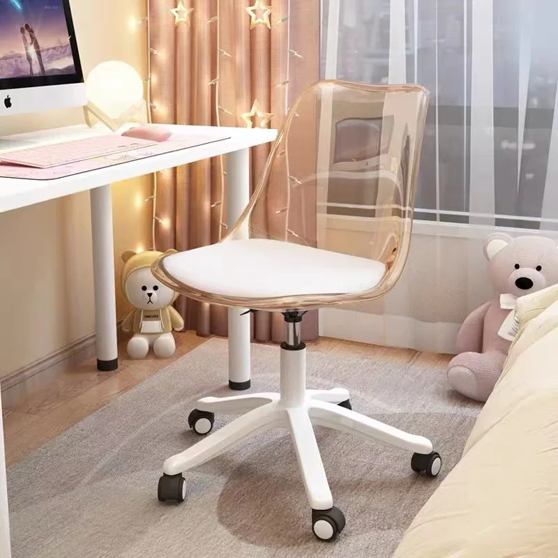 Bedroom Cute Computer Chair Transparent Acrylic Household Spinning Lift Desk Chair Recreational Chair