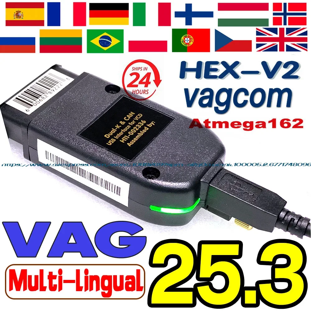 

Интерфейс VCDS HEX V2 2026 Обновление VAG COM V25.3.2ДЛЯ VW для AUDI Skoda Многоязычный автомобильный инструмент для диагностики VAG HEX