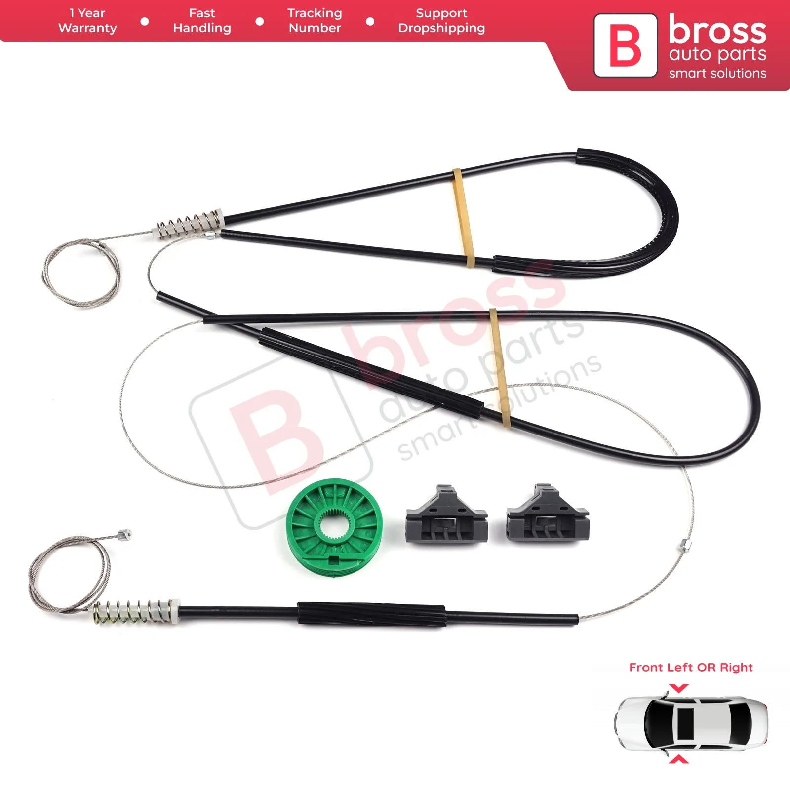 

Bross Auto Parts BWR556 Electrical Power Window Regulator Repair Kit Front Left or Right Door for Seat Ibiza Coupe 1999-2002