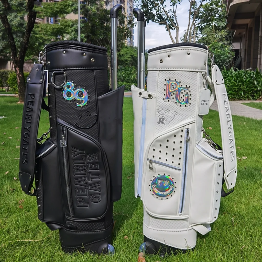 

NEW Women's Golf Bag Golf Stand Bag Fashion PG White/Black PU Waterproof and Wear-Resistant with Ransparent Cap