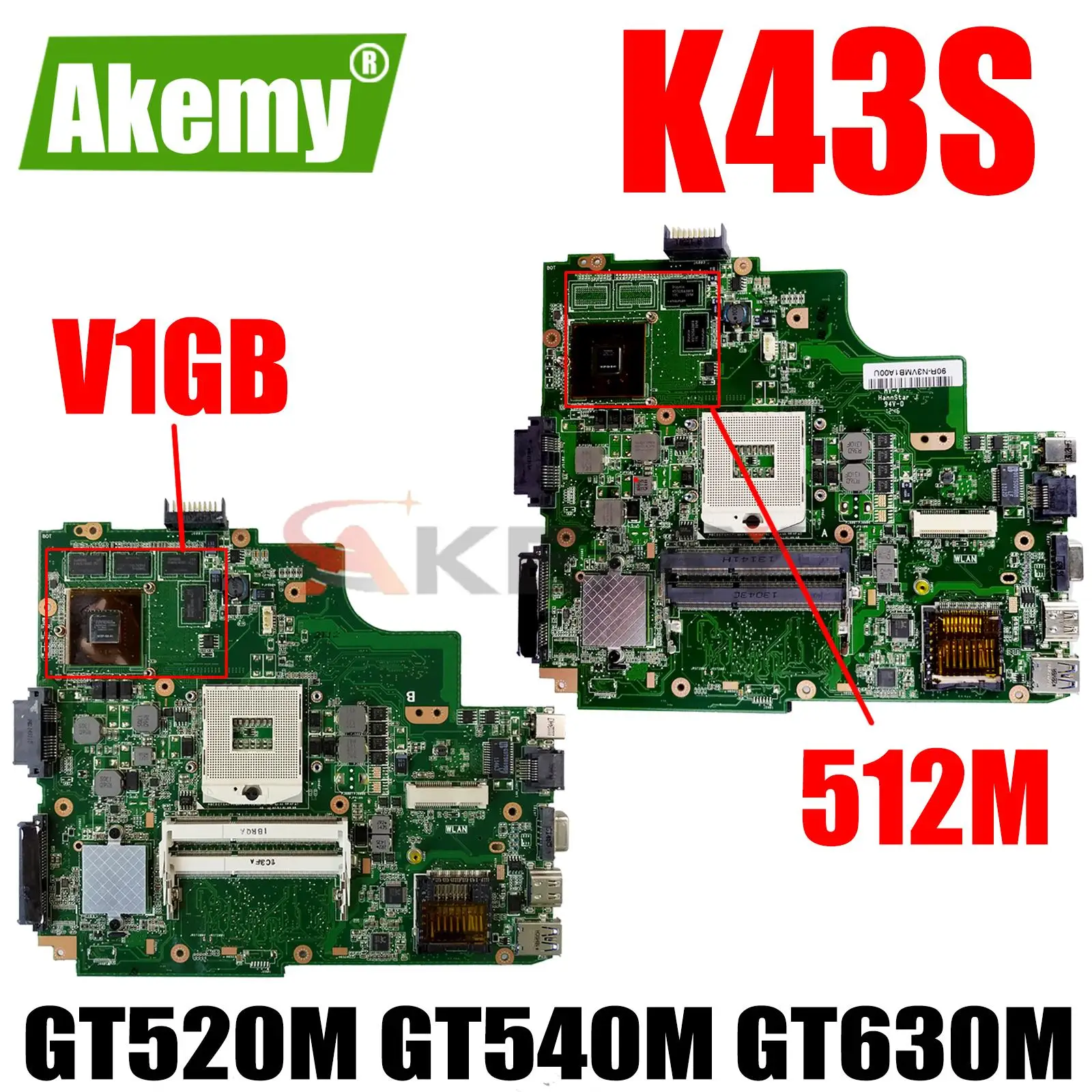 Материнская плата для ноутбука K43S с GT520M GT540M GT630M GPU для ASUS K43SJ K43SV K43SM A43S X43S K43S материнская плата HM65