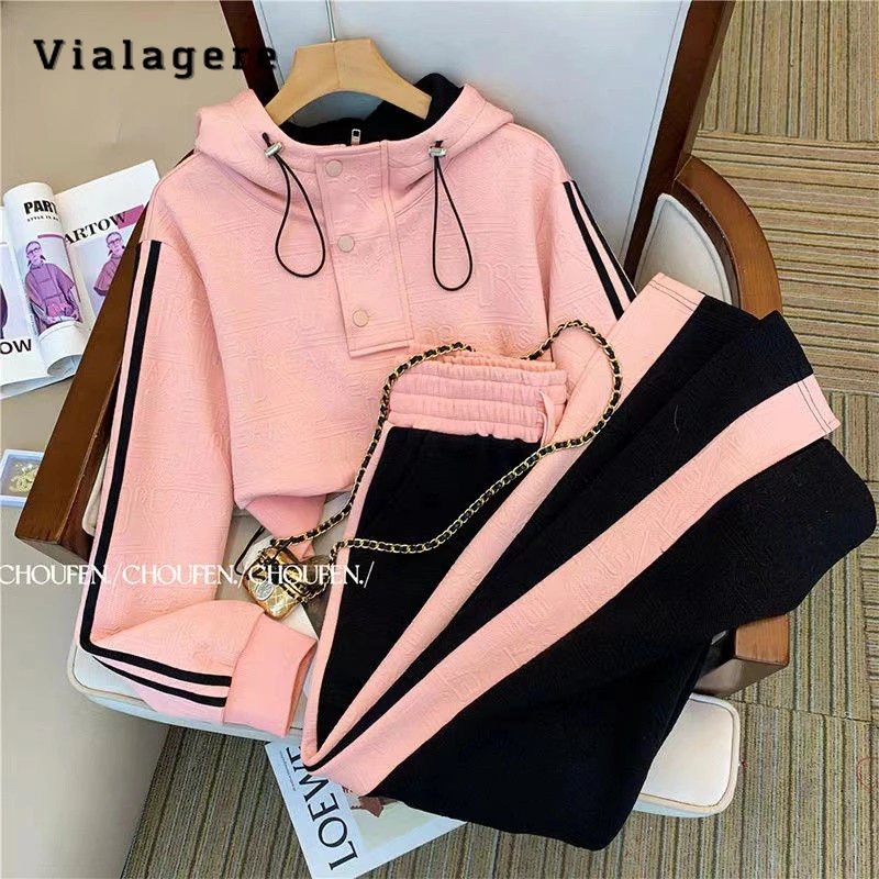 

2023 Autumn Fashion Vintage Sweet Two-piece Set Women Long Sleeve Striped Sweatshirt + Patchwork Trousers Casual Pants Set