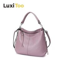 genuine leather shoulder bags women casual totes cowhide handbags fashion messenger bags large capacity shopping bags for women
