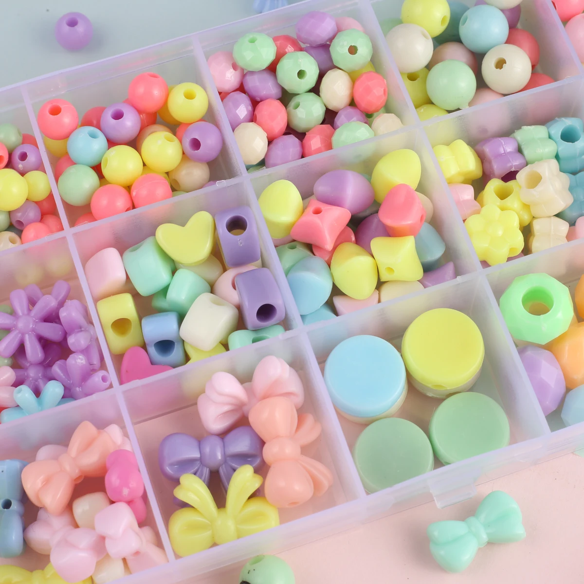 

15 Kind Acrylic Pink Beads Kits Jewelry Making Handicraft Beads Sets for Kids Girls DIY Bracelet Necklace Jewelry Findings Set