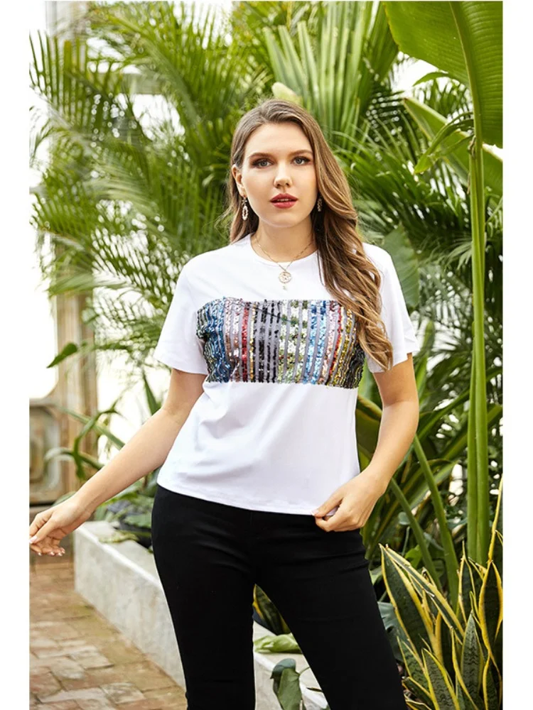 Plus size women dress, fat sister, slim, meat-covered T-shirt, printed short sleeves plus size feminino T-Shirts