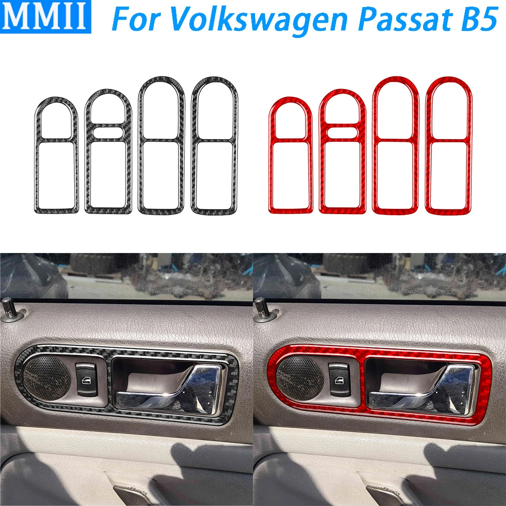 

For Volkswagen Passat B5 2001-2005 Carbon Fiber Inner Door Handle Panel Surround Trim Cover Car Interior Accessories Sticker