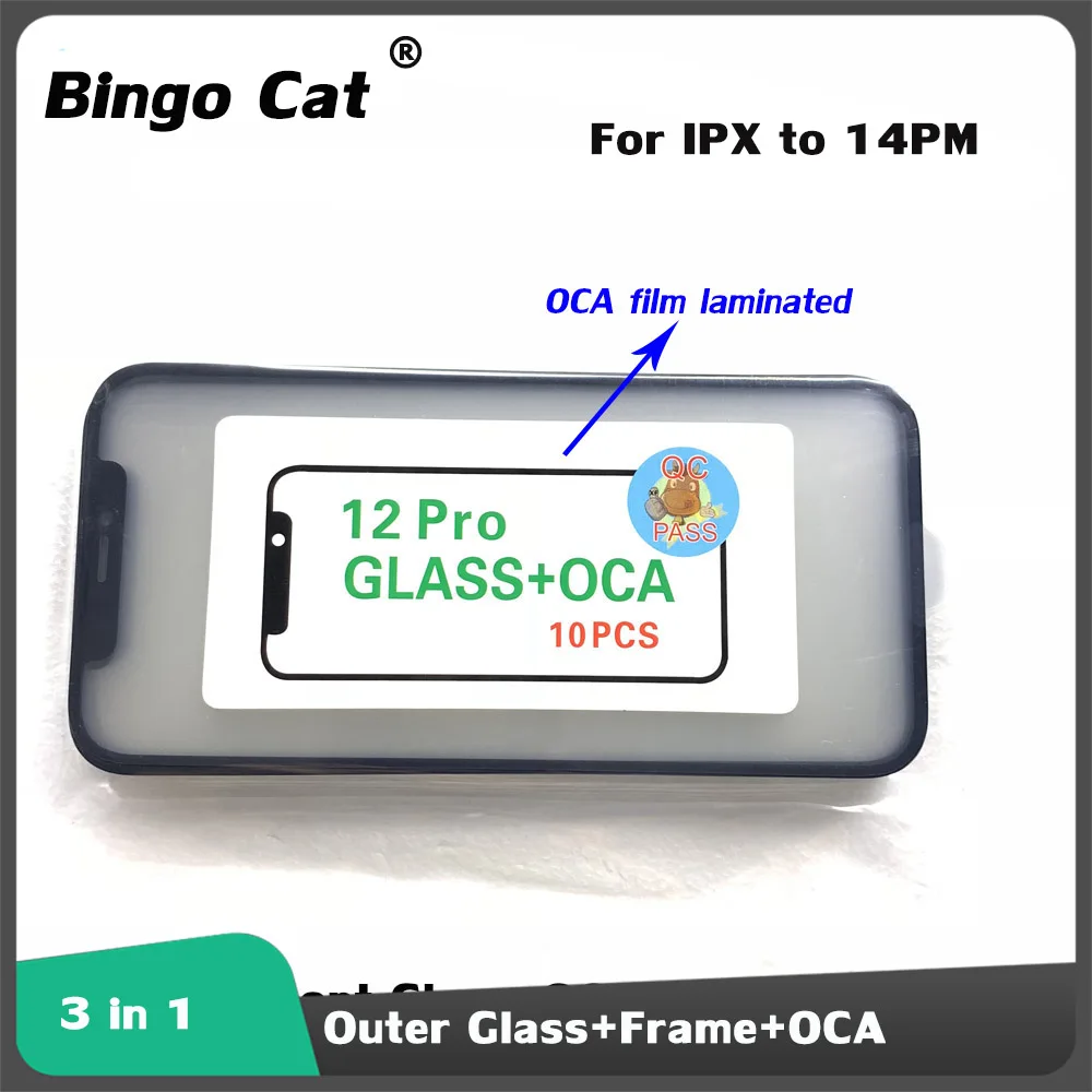 10 шт. 1:1 подобное OEM внешнее стекло с OCA клеевой пленкой для iPhone 14 13 12 11 pro max X XS ЖК передний сенсорный экран внешние части объектива 10 шт. 1:1 подобное OEM внешнее стекло с OCA клеевой пленкой для iPhone 14 13 12 11 pro max X XS ЖК передний сенсорный экран внешние части объектива