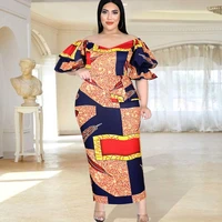 plus size party dress slim fit sexy printed short sleeve dress office lady business casual summer 2022 female clothing