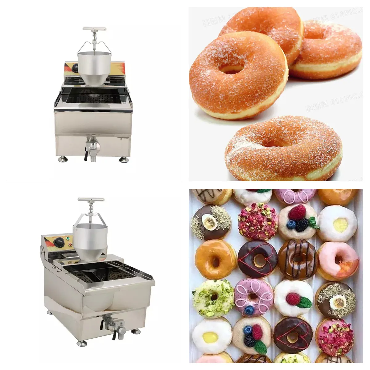17L Single Cylinder Stainless Steel Electric Deep Fryer With Manual Donut Making Machine Chicken Potato Frying Doughnut Maker