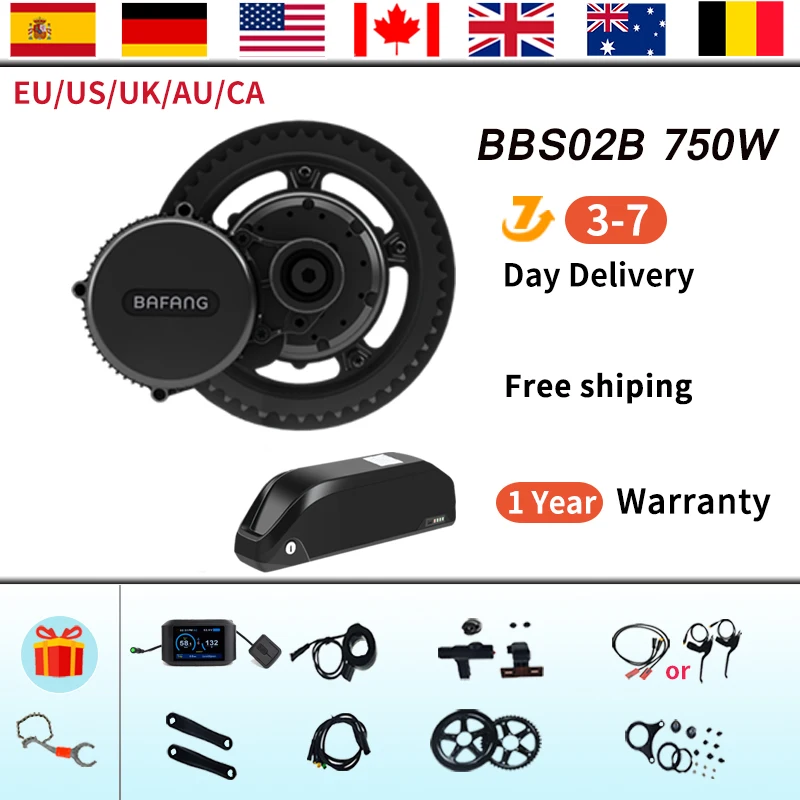 

Bafang 48В 750 Вт BBS02B BBS02 двигатель среднего привода 8Fun мотор электрический велосипед Ebike конверсионный комплект с 18650 литиевой батареей 52V20AH