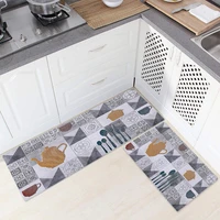 cutlery food printed kitchen rug 2pc set flannel carpet hallway doormat bedroom non slip absorbent bathroom floor mat