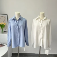 spring summer chic solid color shirt for women long sleeve turn down collar office wear shirt lady single breasted basic blouse