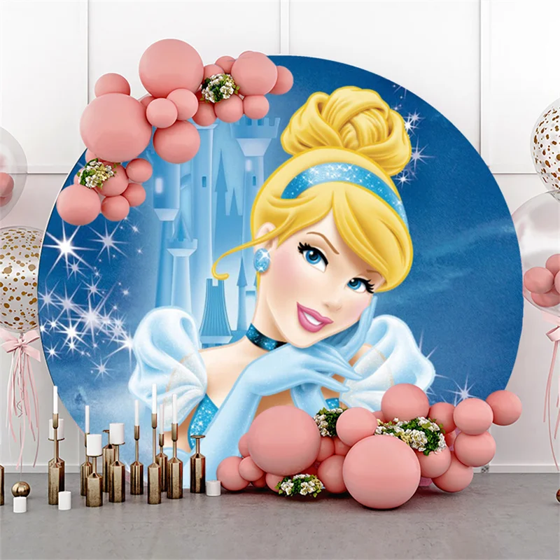 

Frozen 2 Round Snow White Custom Background Party Backdrops Children's Birthday Decoration Photozone Wedding Decorations Girl