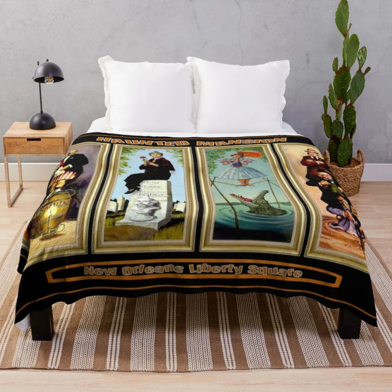 

Обитель с привидениями: винтажные принты на площади Свободы в Новом Орлеане. Роскошное Одеяло, декоративное покрывало для дивана