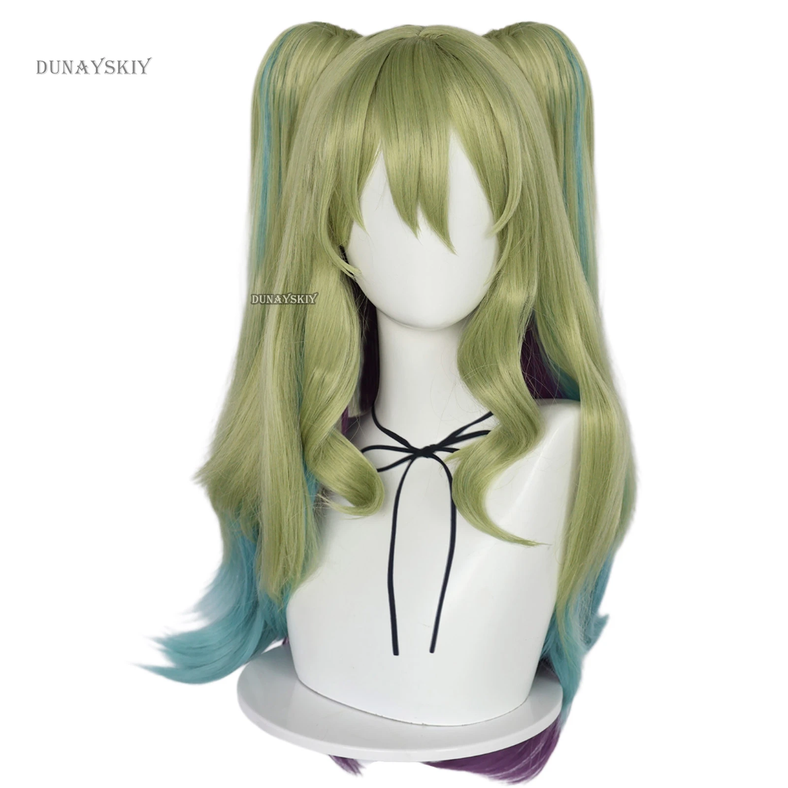 Длинные Зеленые кудрявые парики для косплея Mobius термостойкие синтетические