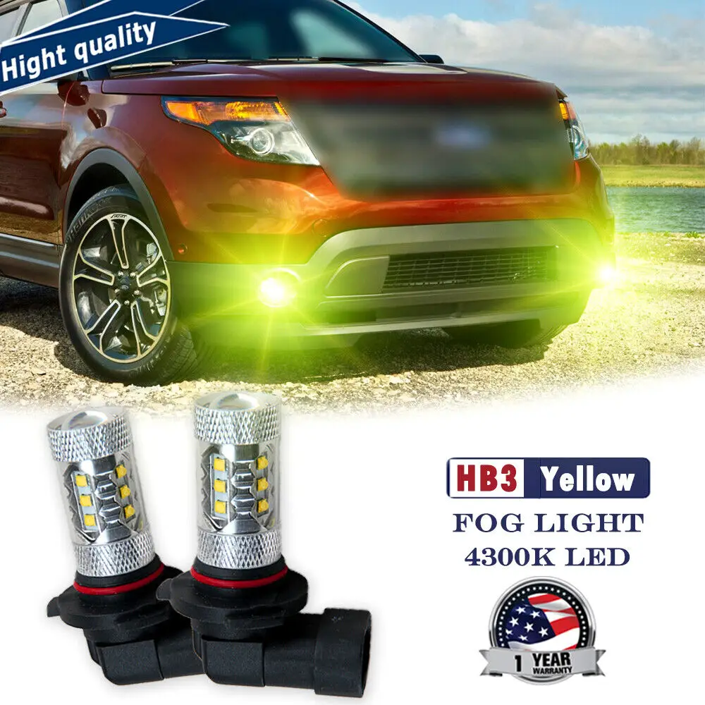 

2x80 Вт, желтые ярсветодиодный светодиодные противотуманные фары 12 В, Сменные лампы для Ford Explorer 15-19