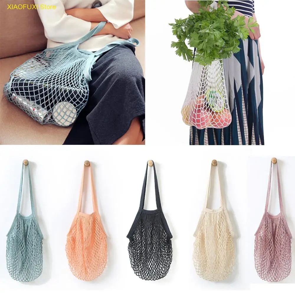 

Kitchen Fruits Vegetables Hanging Bag Reusable Produce Bags Cotton Mesh Ecology Market String Net Shopping
