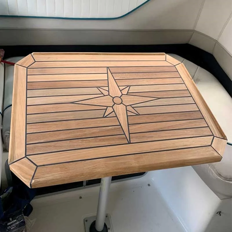 Free Dropshipping Boat Teak Table Top with Star Inlay Squared-off Corners 370x600/510x750/580x900/660x840mm Marine Yacht RV enlarge