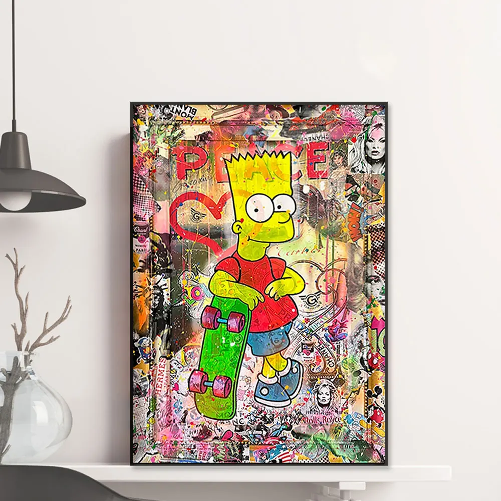 Многие Мультяшные персонажи Симпсоны Микки мира граффити холст настенный