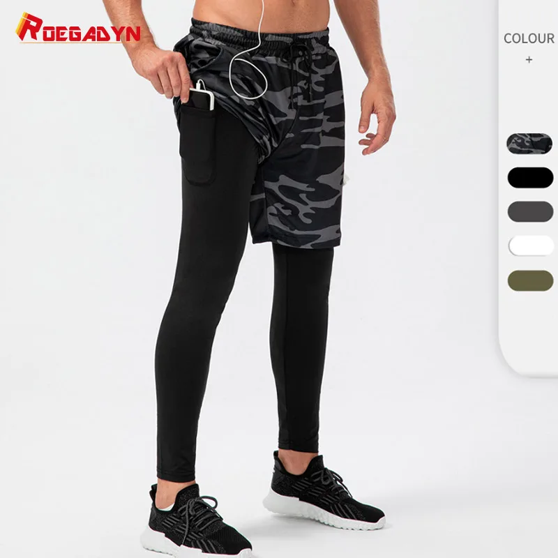 

Колготки для бега ROEGADYN, спортивные мужские леггинсы, брюки 2 в 1, одежда для спортзала, быстросохнущая Спортивная одежда для тренировок, комп...
